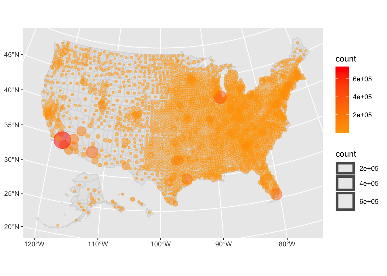 United States confirmed cases by County as a static graphic.